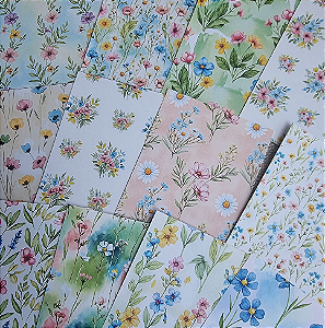 Papéis Estampados A6 Papel Retrô 12pçs - Floral Delicado