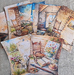 Papéis Estampados A6 Papel Retrô 16pçs - Vida no Campo