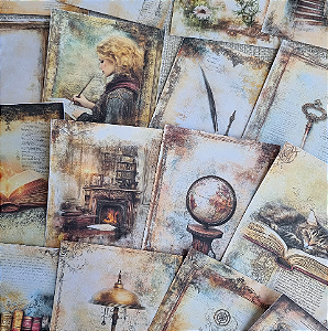 Papéis Estampados A6 Papel Retrô 16pçs - Livros Vintage