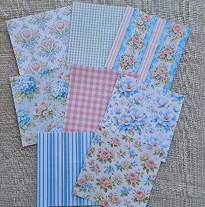 Papéis Estampados 15x15cm Papel Retrô 8pçs - Floral Pastel