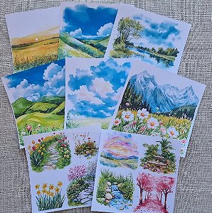 Papéis Estampados 15x15cm Papel Retrô 8pçs - Cenários de Primavera