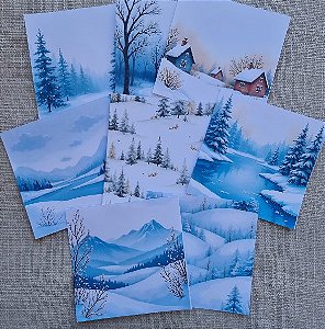 Papéis Estampados 15x15cm Papel Retrô 8pçs - Cenários de Inverno