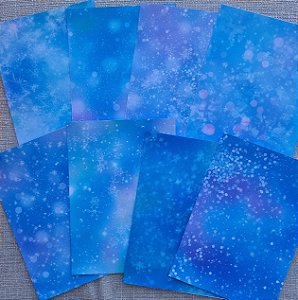 Papéis Estampados A5 Papel Retrô 8pçs - Aurora Boreal