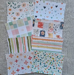 Papéis Estampados A5 Papel Retrô 8pçs - Boho com flores