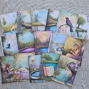 Papéis Estampados A6 Papel Retrô 16pçs - Fadas e Animais