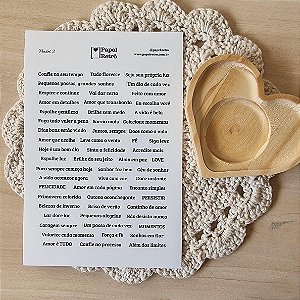 Cartela de Adesivos A5 Destacáveis Coleção Papel Retrô - Frases 2