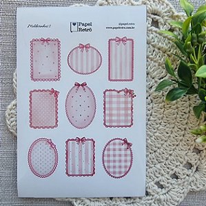 Cartela de Adesivos A5 Destacáveis Coleção Papel Retrô - Moldurinhas 1
