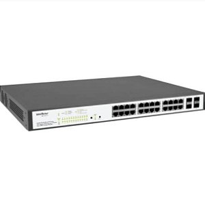 Intelbras Switch Gerenciável 24 portas PoE Gigabit Ethernet com 4 Mini-GBIC compartilhadas SG 2404 PoE