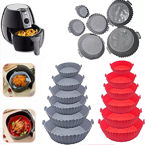 Kit 6 Formas Assadeira de Silicone Forro Reutilizável Para Air Fryer Fritadeira