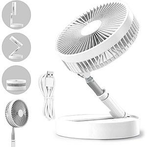 Ventilador De Mesa Sem Fio Silencioso Portátil Recarregável 3 Velocidades Com Pedestal