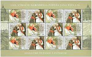 2020 - Eslováquia Papa João Paulo II - 100 anos 0 linda folha