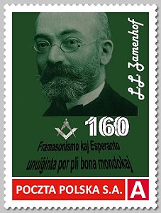 2019 Polônia - Lázaro Luiz Zamenhof - 160 anos -  maçom esperantista