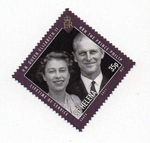 2011 Santa Helena (Ilh Britânica) Folha de selo 35p Príncipe Felipe e Rainha Elizabeth II