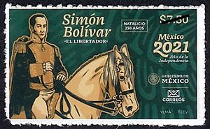 2021 México -Símon Bolívar  - maçom e lider de independência - selo autoadesivo