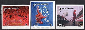 2021 Ítalia Dante Aliguieri 700 anos de morte série 3 selos autoadesivos