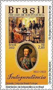 2022 Emissão Conjunta Brasil e Portugal –  Série 200 anos de independência do Brasil: Bicentenário da Independência do Brasil