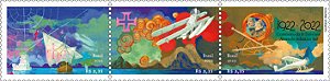 2022  Centenário da Primeira Travessia Aérea do Atlântico Sul - serie de 3 selos se-tenant (mint)