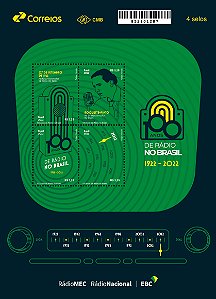 2022 100 anos do Rádio - 1ª transmissão do radio no Brasil - Bloco (mint)