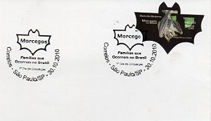 2010 Morcegos série FDCs (olho-de-boi) rara 4 envelopes