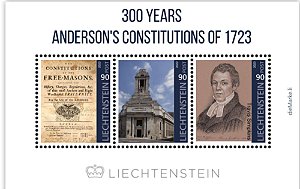 2023 Liechtenstein 300 anos da Constituição de Anderson - Bloco personalizado