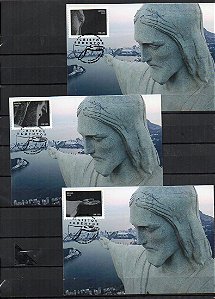 2021 -  90 Anos do Cristo Redentor - conj. 3 máximos postais - novos