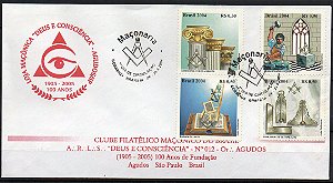 2004 Maçonaria  FDC (não oficial)  envelope Loja Maçônica Agudos 