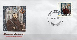 2017 Envelope personalizado 210 anos de G Garibaldi (desenho) novo não circulado