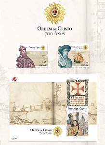 2019 700 anos da Ordem de Cristo - série com dois selos e um lindo Bloco
