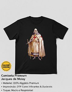 2025 Camisa Jacques Demolay 100% algodão somente cor preta Tamanhos G e GG