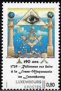 2019 Luxemburgo 190 anos da chegada da Maçonaria  selo personalizado