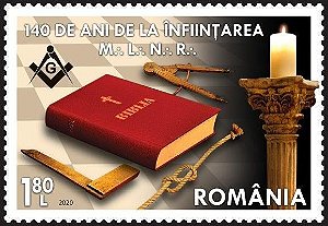 2020 Romênia Grande Loja Maçônica Nacional, 140 anos de Fundação - Biblia e logo (mint)