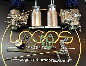 Kit Dupla Carburação Solex 40 1600 Motor Gasolina  + Acionamento Roletado + Filtros Esportivos