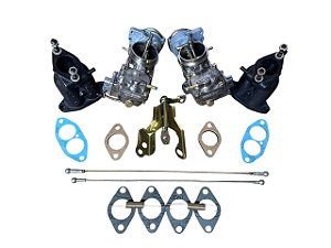 Kit Dupla Carburação Solex H32 Fusca 1600 Álcool com acionamento comum