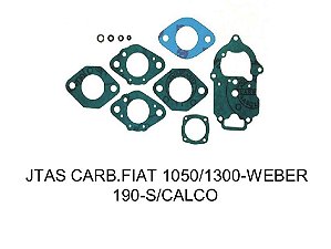 JUNTAS CARBURADOR FIAT 1050/1300 - WEBER 190 - S/ CALÇO