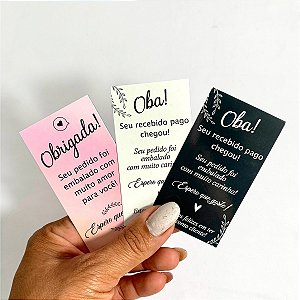 100 Cartões De Agradecimento Obrigado Pela Compra 5x9cm Cores Diversas