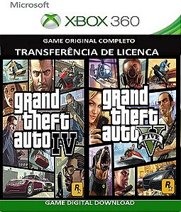 Gta IV & V Duplo Xbox 360 Jogo Digital Transferência Licença
