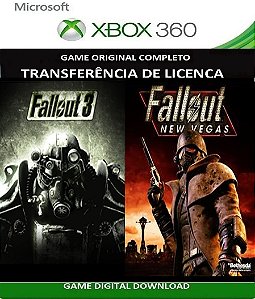 Fallout 3 & News Vegas Jogos Xbox 360 Digital Transferência Licença