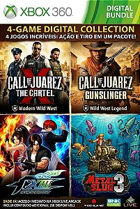 Call of Juarez: The Cartel + Call of Juarez: Gunslinger + the king of fighters xiii + Metal Slug 3 Xbox 360 Jogo Digital Transferência Licença
