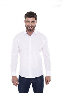 Camisa Social Branca Masculina Slim Fit Luxo Manga Longa
