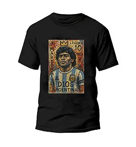 Camiseta Street Wear Preta Estampa MARADONA QUADRO 100% Algodão Linha Premium