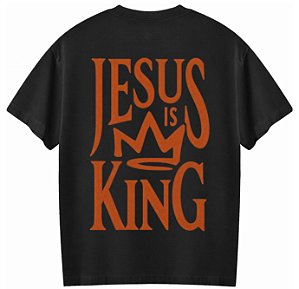 Camiseta Masculina Oversized Unissex Gola Alta Algodão 30.1 Premium Coleção Faith In God JESUS IN KING