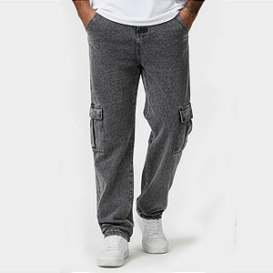 Calça Cargo Masculina Larga Skate Bolso Lateral Unissex