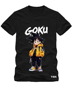 CAMISETA INFANTIL DE ALGODÃO PENTEADO GOKU
