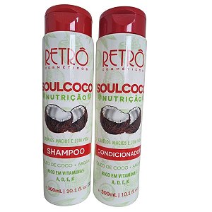 Shampoo e Condicionador Hidratação Óleo De Coco e Argan 2x300ml - Retrô Cosméticos