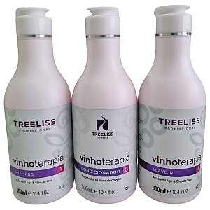 Kit Tree liss Vinho Terapia Shampoo condicionador e Leave-IN