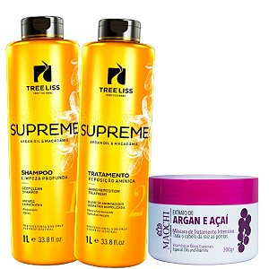 Kit Escova Progressiva Tree Liss Supreme Shampoo Ativo  Mask