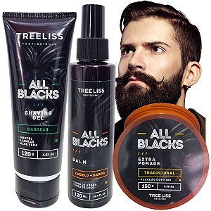 Gel Para Barbear Shaving+Balm Pós Barba Tree Liss ALL BLACK