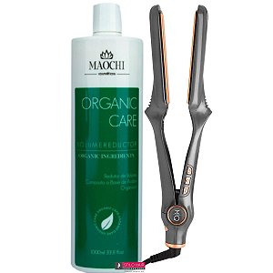 Kit Prancha Pro 480f° Bivolt MQ Professional e Redutor de Volume Orgânico 1L Maochi Cosméticos