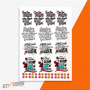 Cartela DTF UV Adesivo - Lettering V1 - Tamanho A3
