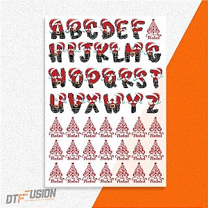Cartela DTF UV Adesivo - Alfabeto Natalino V1 - Tamanho A3
